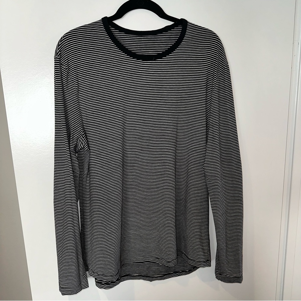 Lululemon Black and White Striped Long Sleeve Shirt